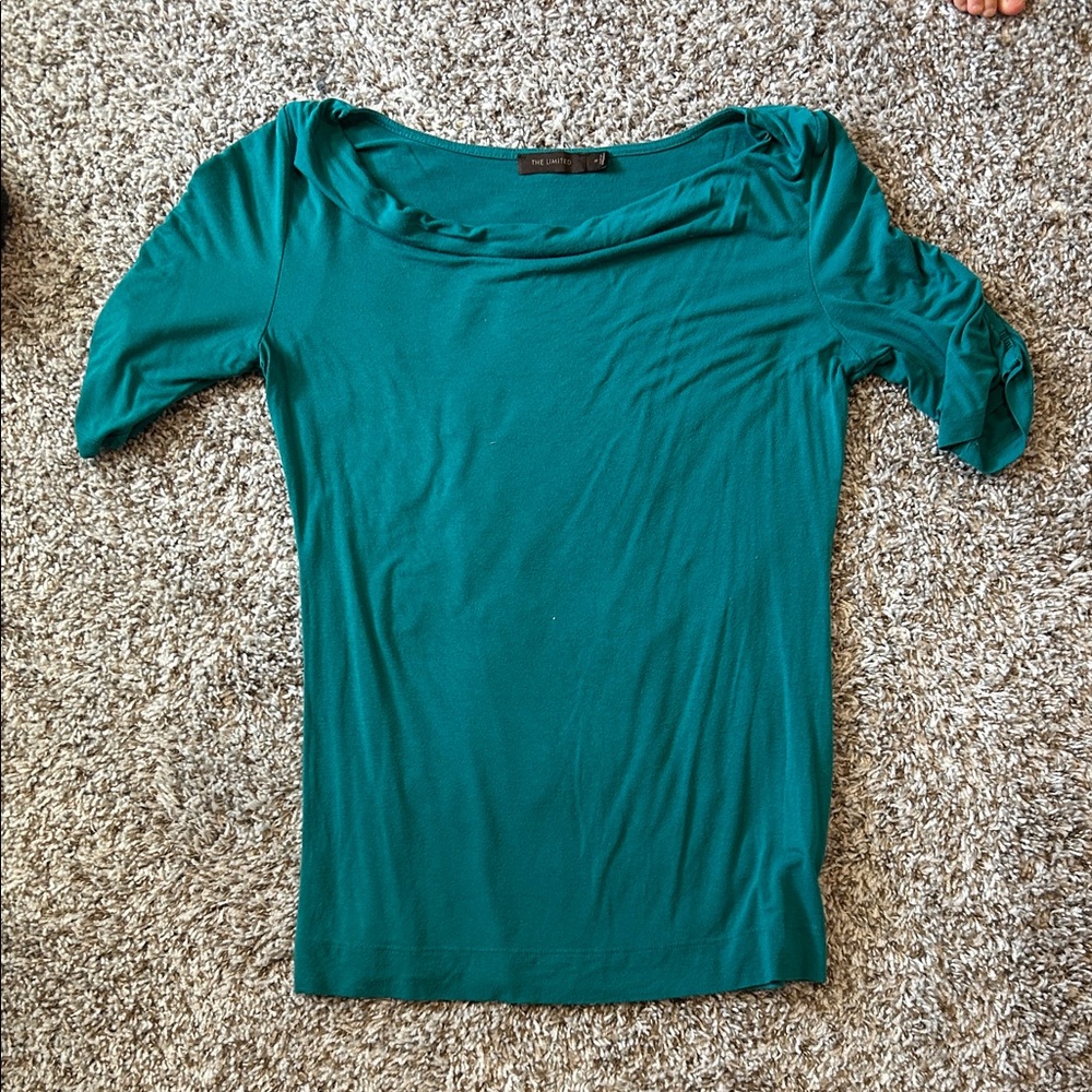 The Limited Teal Scoop Neck Short Sleeve Top